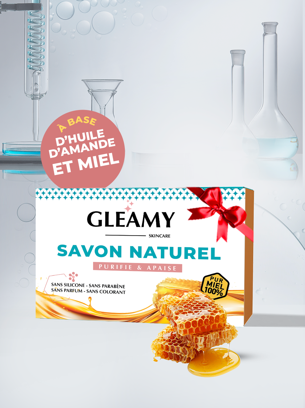 Savon Gleamy à base d’huile d’amande et Miel pur