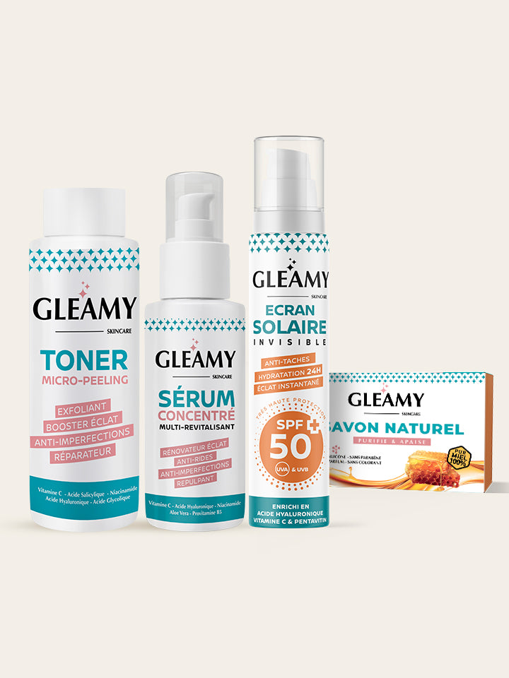 Pack Premium Gleamy — Exfoliation, Éclat & Protection Avancée
